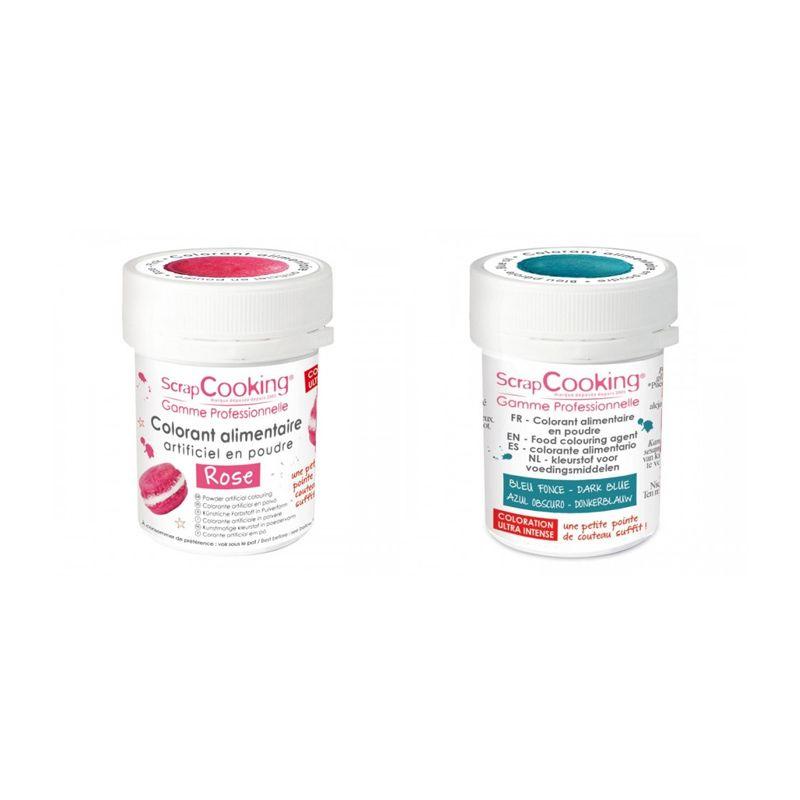 2 colorants alimentaires en poudre - rose-bleu foncé Scrapcooking
