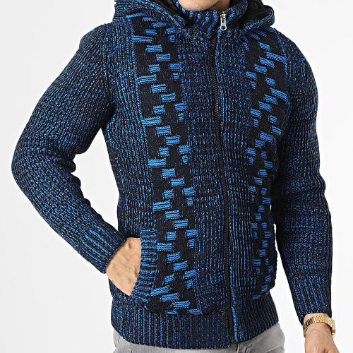 Gilet Zippé Capuche 3004 Noir Bleu Clair