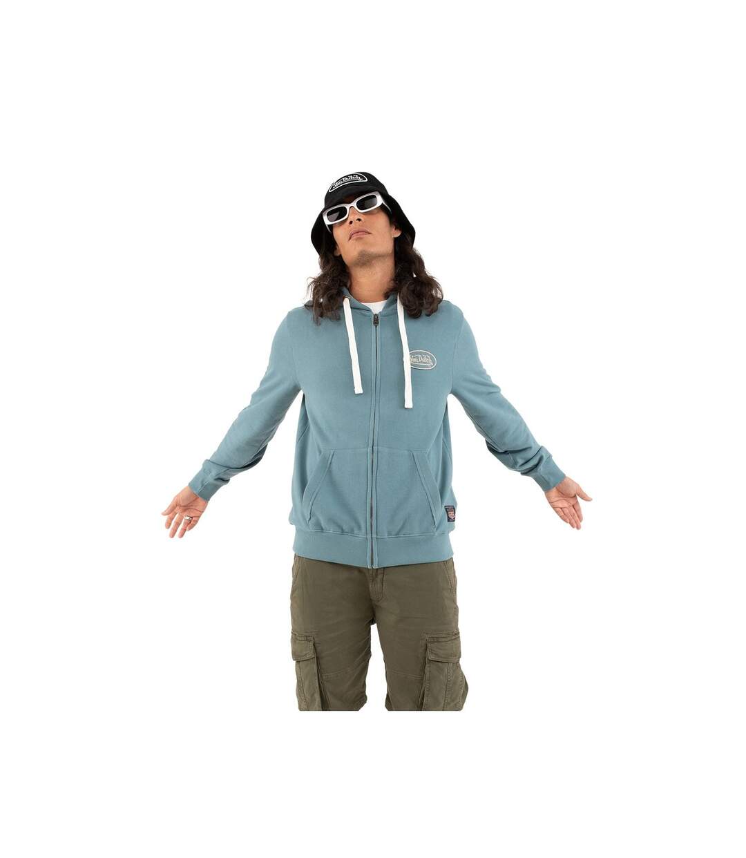 Sweat zippé avec capuche homme molletonné en coton Camp