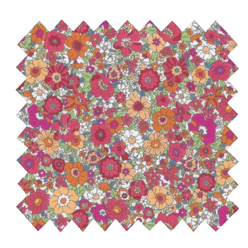 Tissu Coton Au Mètre Ex2342 Multifleurs Rose Orange