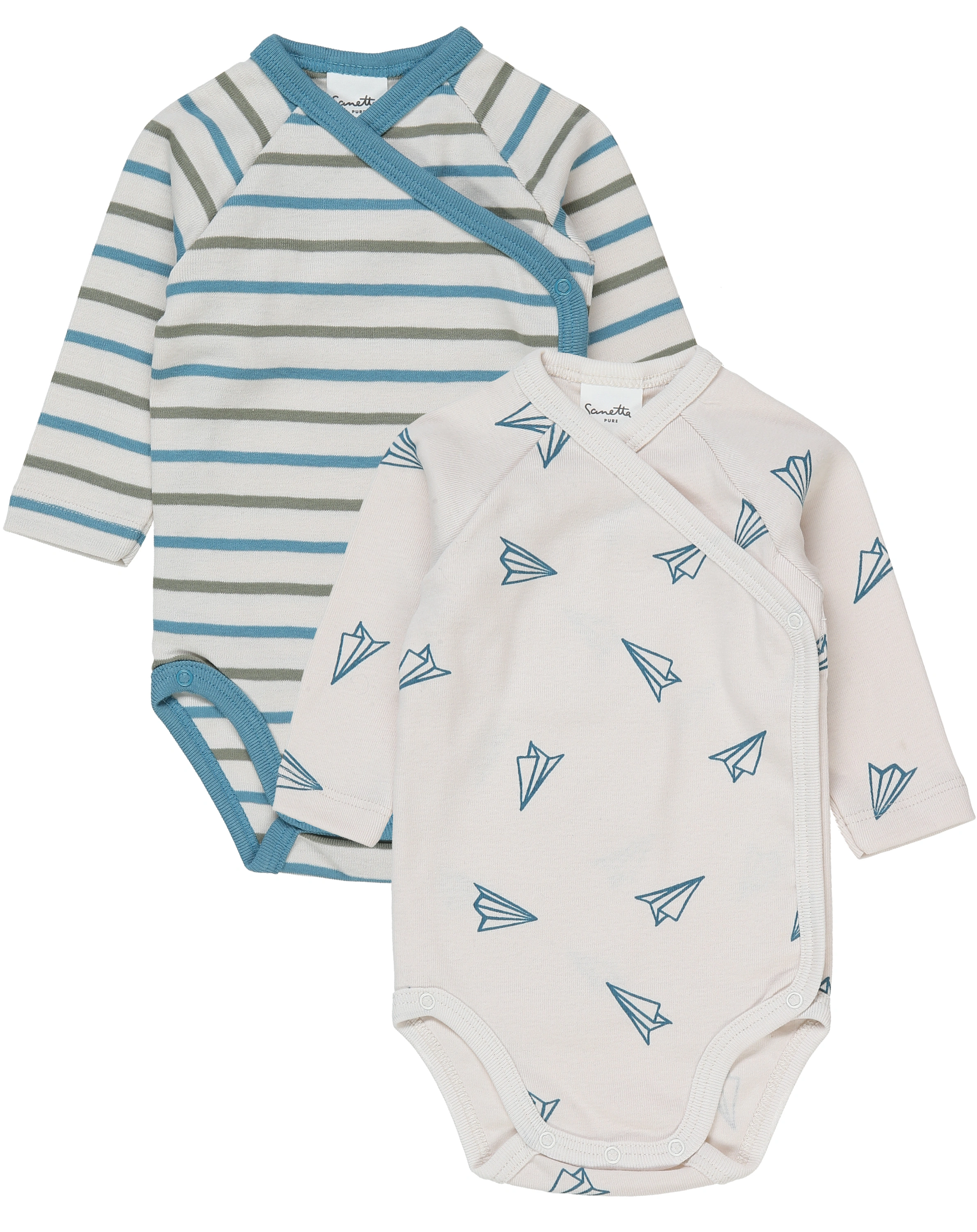Langarm-Wickelbody PAPER PLANES 2er-Pack in kitt