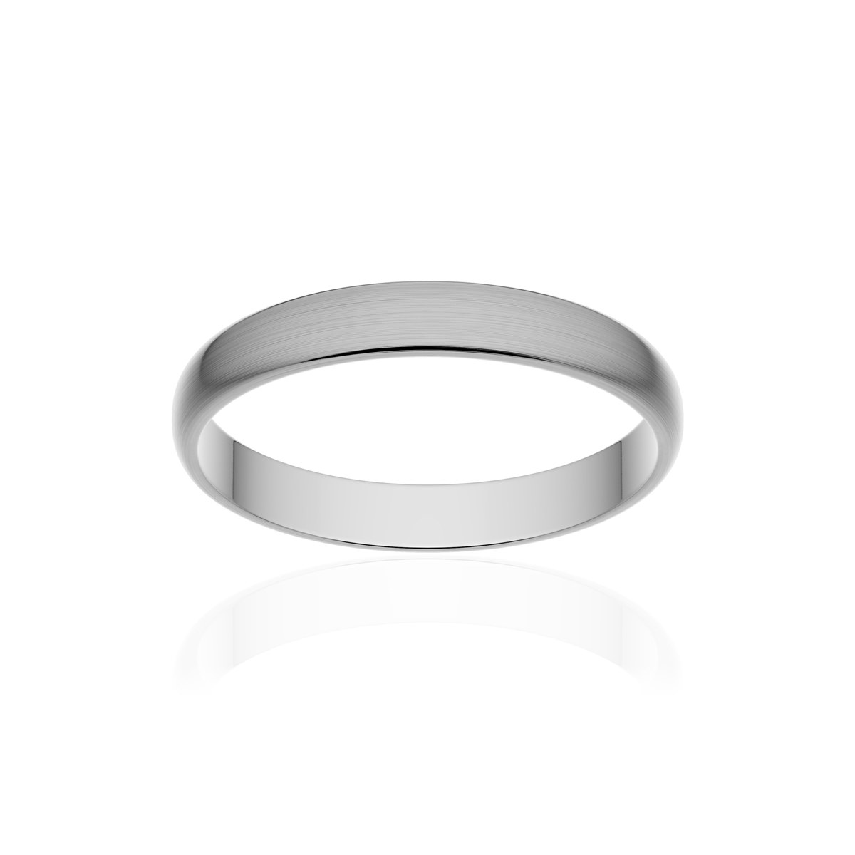 Alliance or 750 blanc brossé demi-jonc 3mm