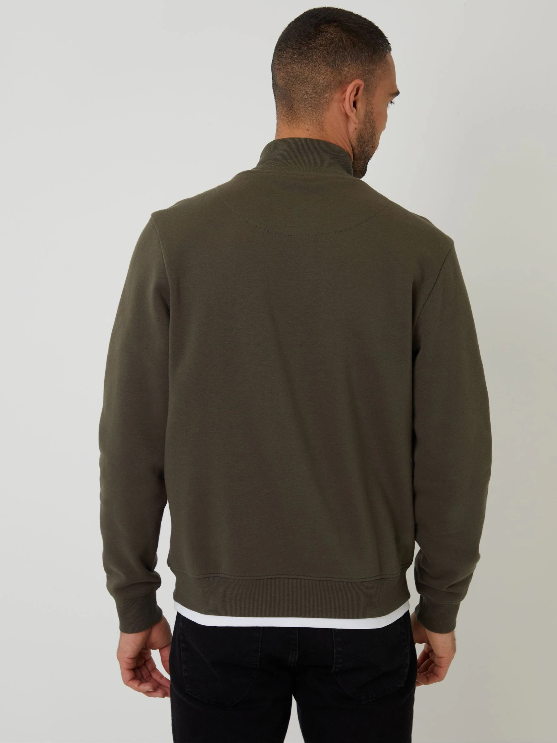 Khaki - Threadbare Mock T-Shirt Quarter Zip Sweatshirt