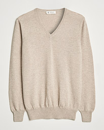 Piacenza Cashmere Cashmere V Neck Sweater Beige