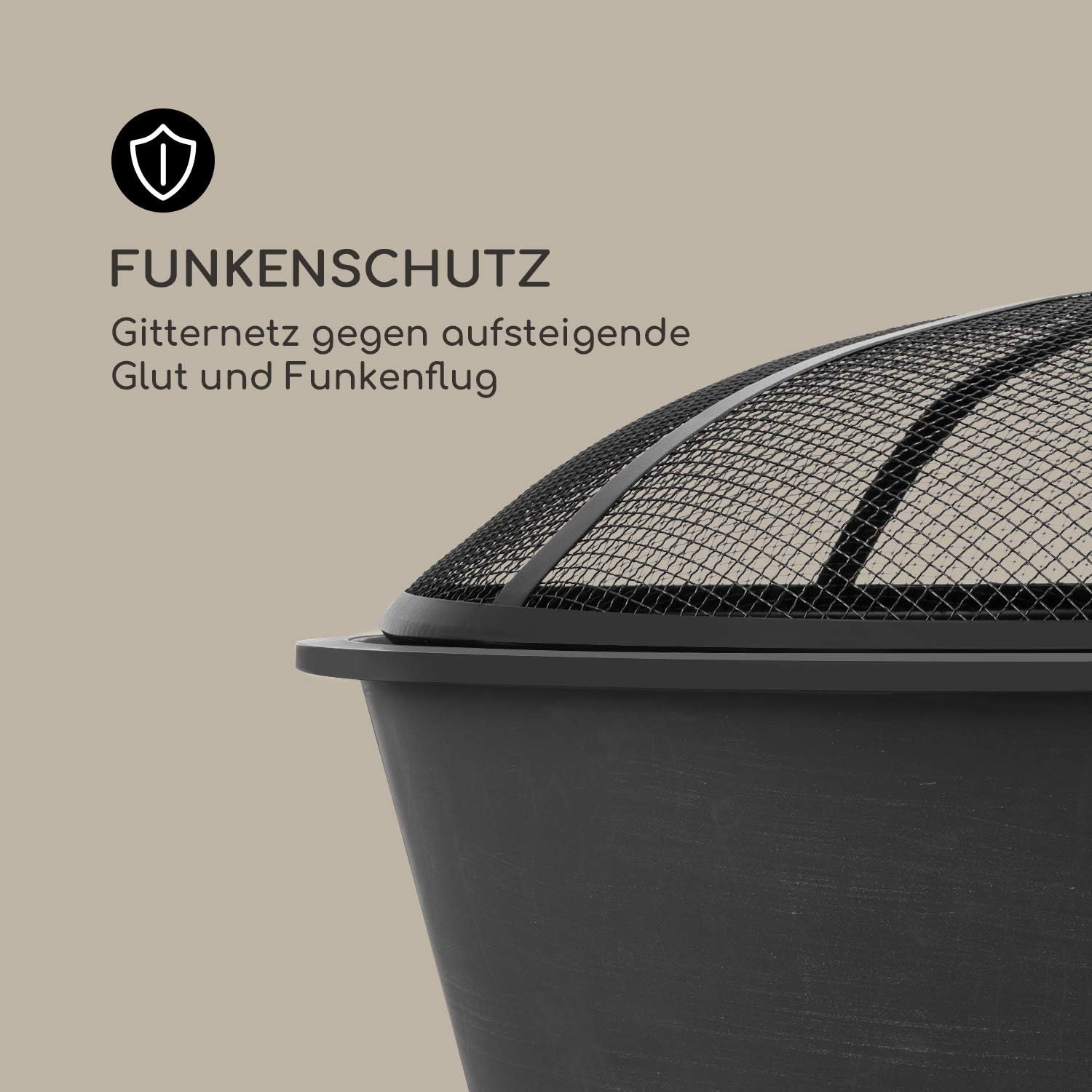 Blumfeldt 2-in-1 Feuerschale - Feuerschale für den Garten mit Edelstahl-Grillrost, Feuerschalen FireView Concept, Funkenschutz, Trageringe, Schürhaken & Grillrost, Stil: Nolana, schwarz