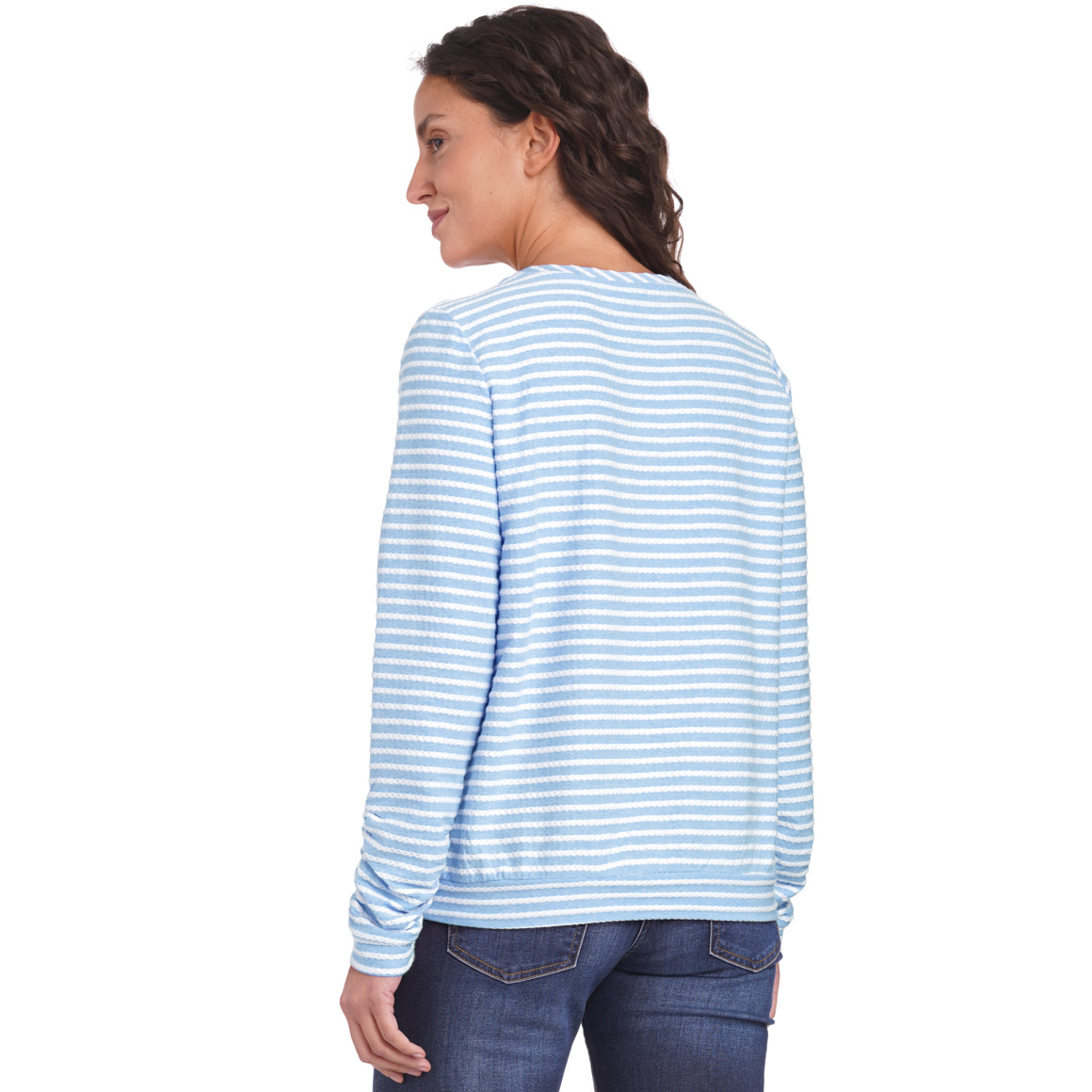 Gina Benotti Damen Langarmshirt mit Raffung hellblau