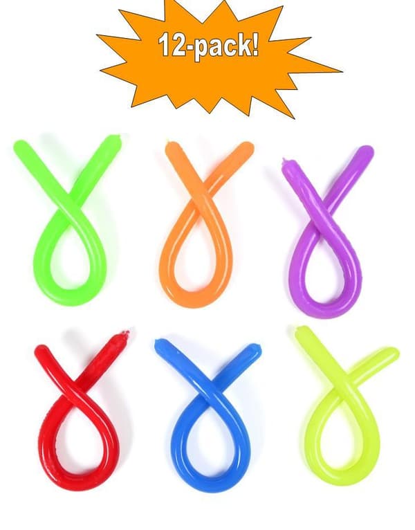 12-pak Stretchy Noodle String Neon Children Fidget Sensorisk leketøy - Blandede farger