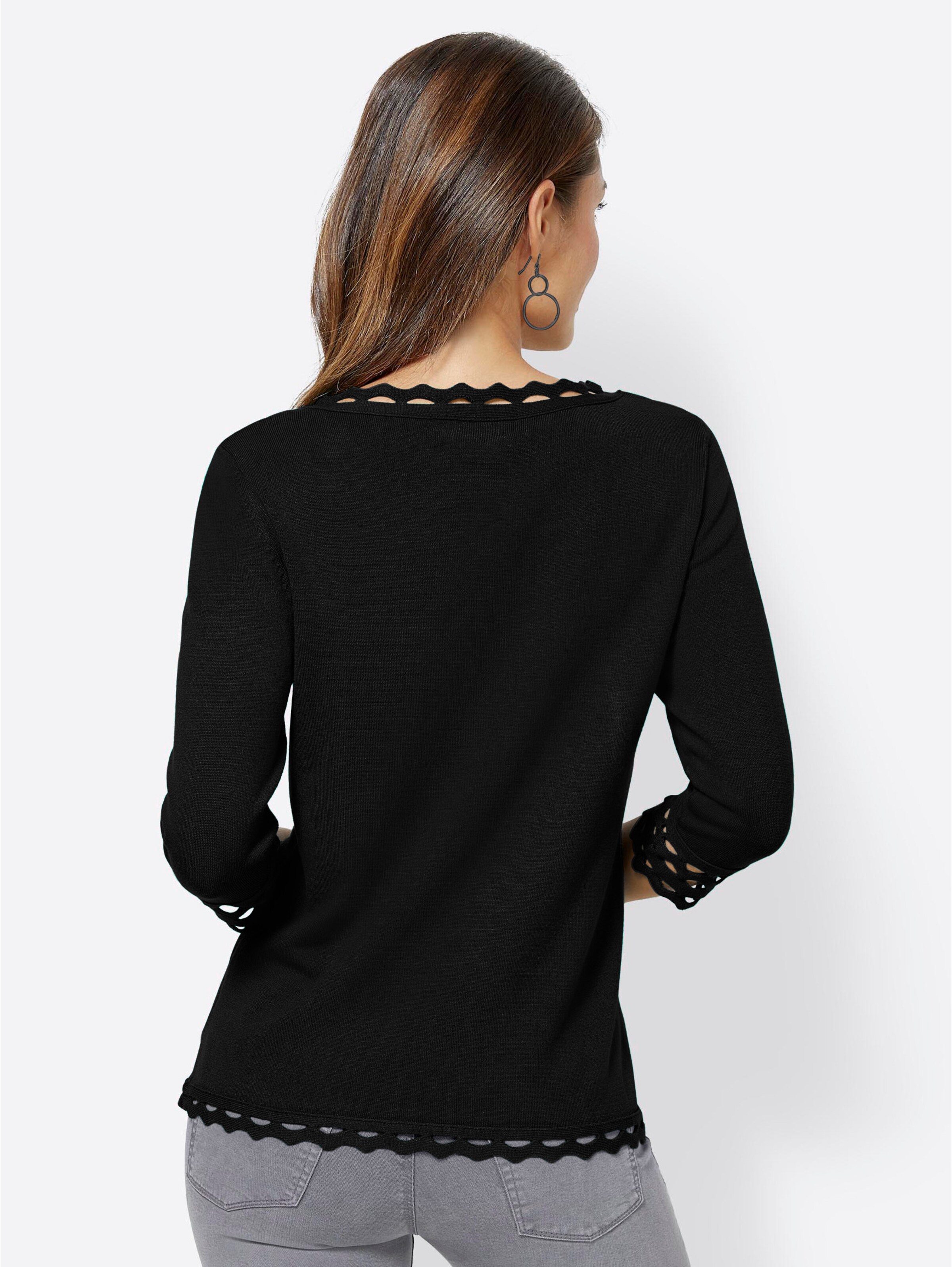 3/4 Arm-Pullover in schwarz