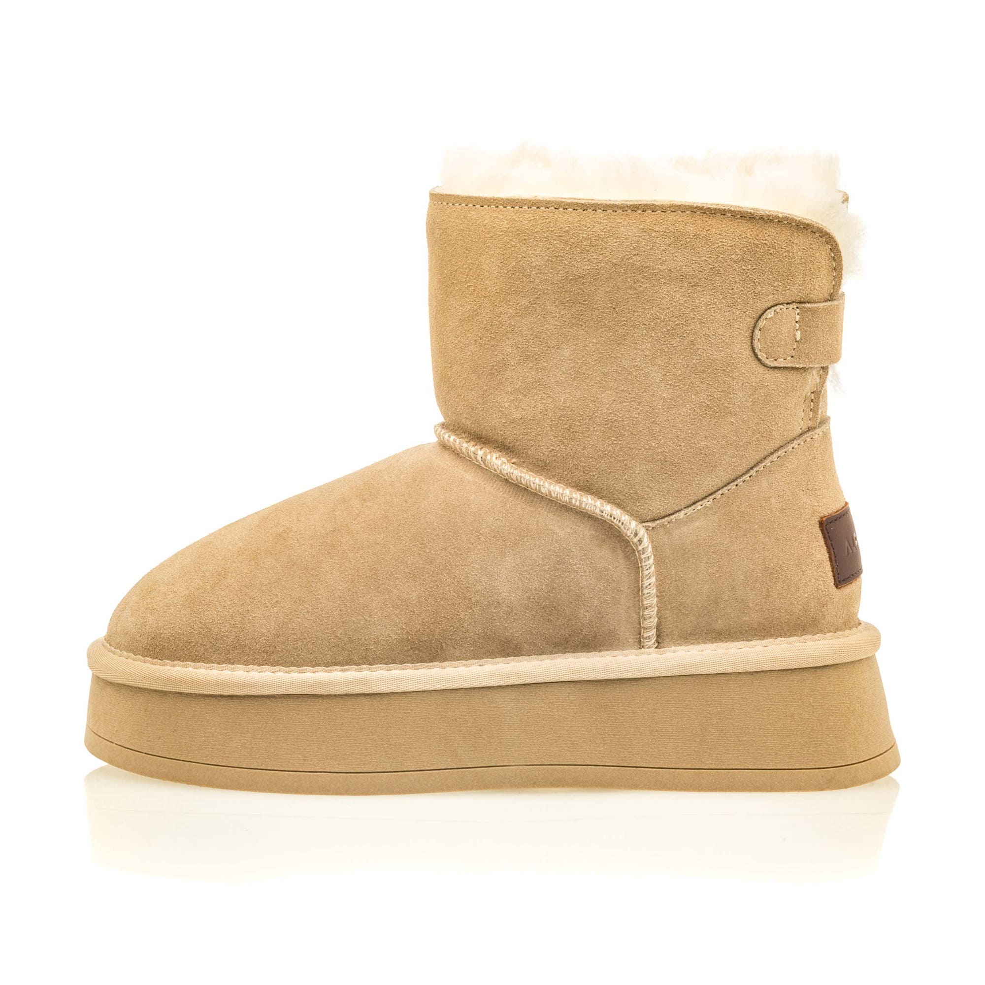Boots Femme en cuir beige