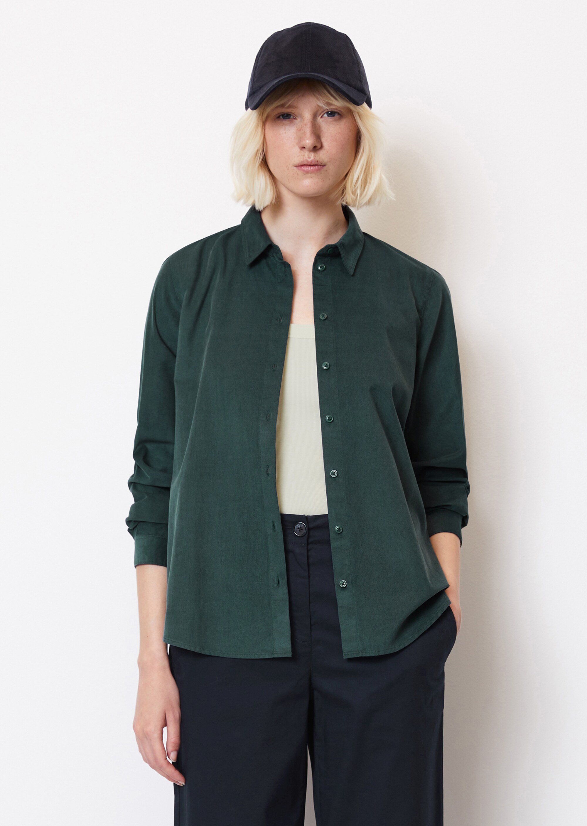 Feincord-Langarm-Bluse regular aus Organic Cotton-Lyocell-Mix
