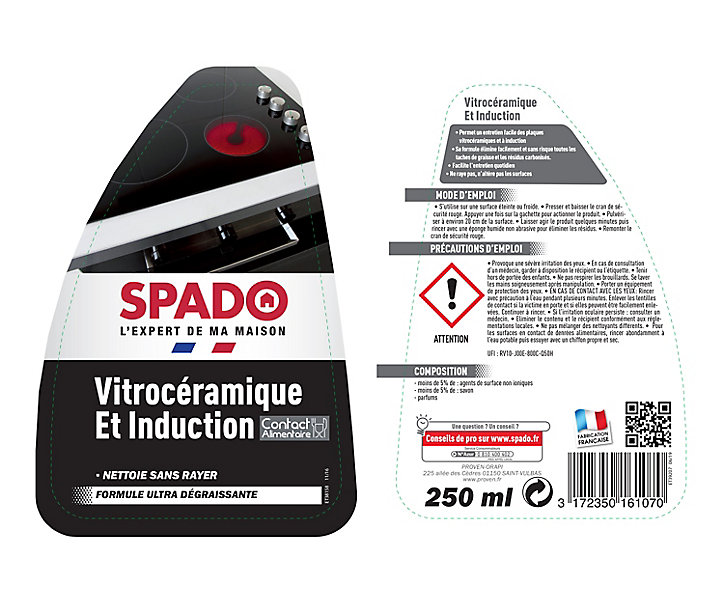 Nettoyant vitrocéramique et induction Spado 250ml