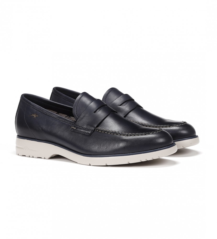 Mocassins Fluchos Falcon em couro azul marinho