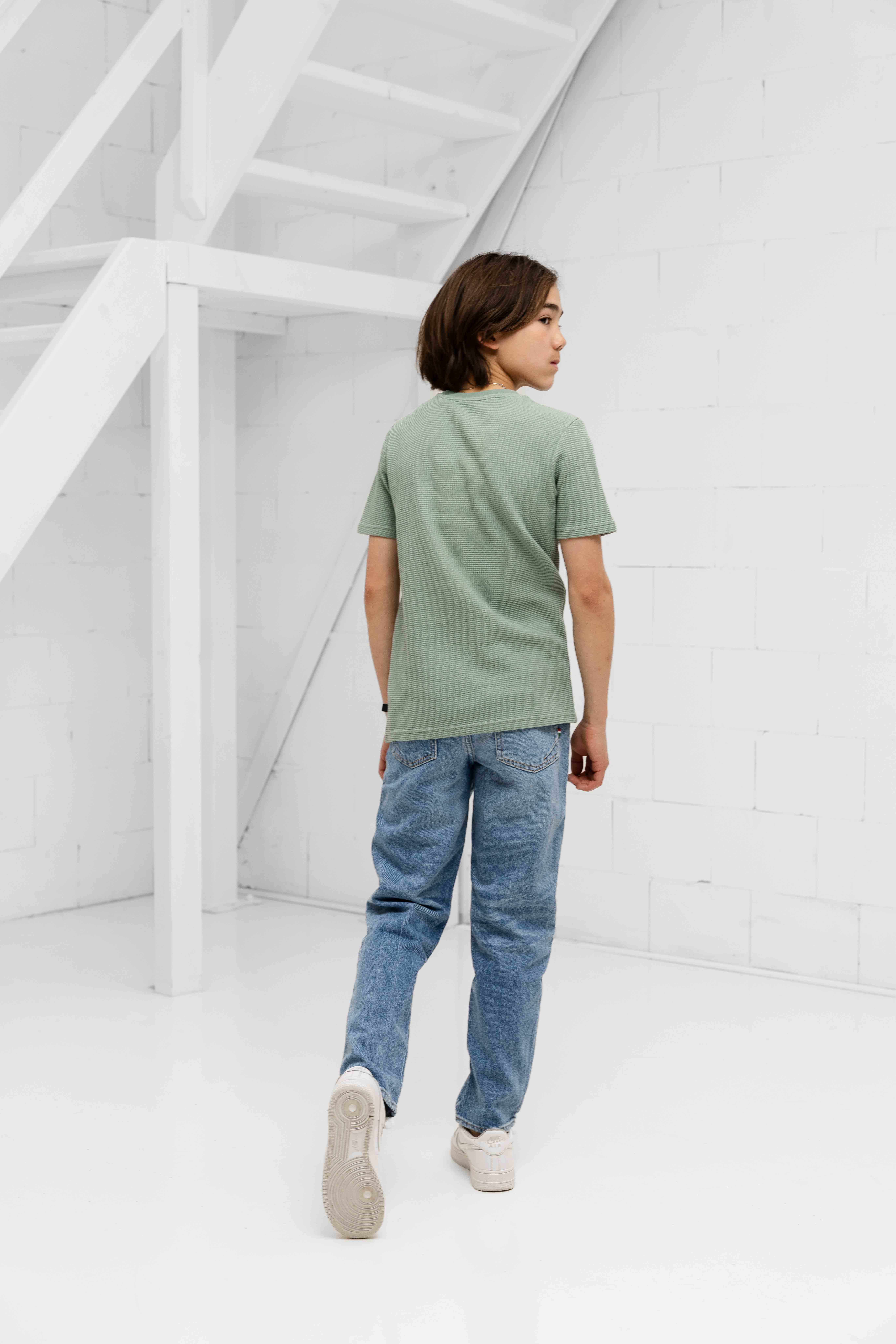 Ballin Amsterdam Waffle Embroidery T-Shirt Kids Groen