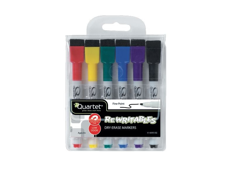 Nobo assortiert, magnethaftend 6 Stück Trocken abwischbare Mini-Marker mehrfarbig mit integriertem Radierer