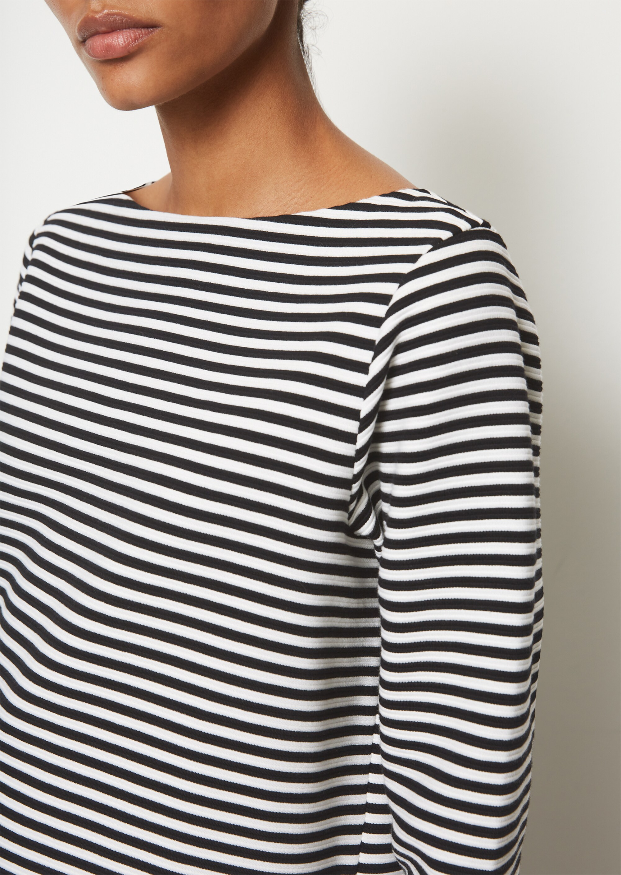 Streifen-Longsleeve regularaus Ottoman-Jersey