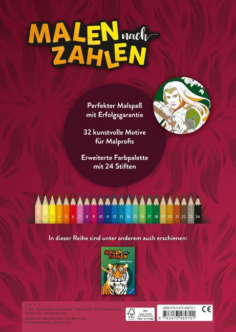 Ravensburger Malen nach Zahlen Fabelwesen - 32 Motive abgestimmt auf Buntstiftsets mit 24 Farben (Stifte nicht enthalten) - Malbuch mit nummerierten Ausmalfeldern für fortgeschrittene Fans der Reihe