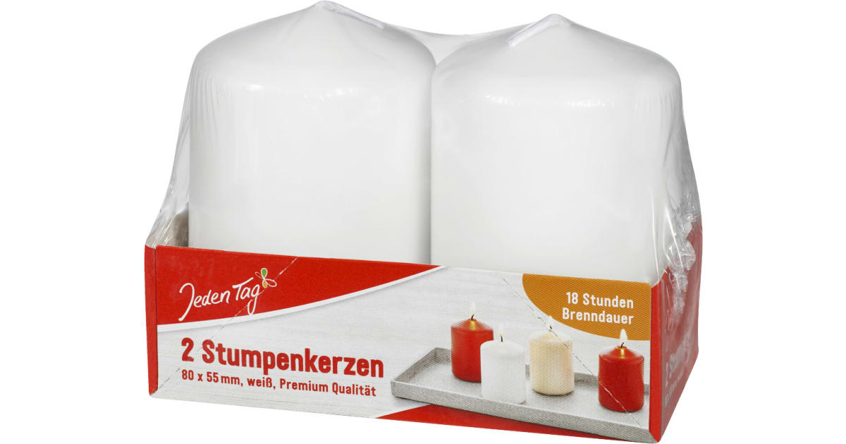 Jeden Tag Stumpen weiß 2er 80x55mm