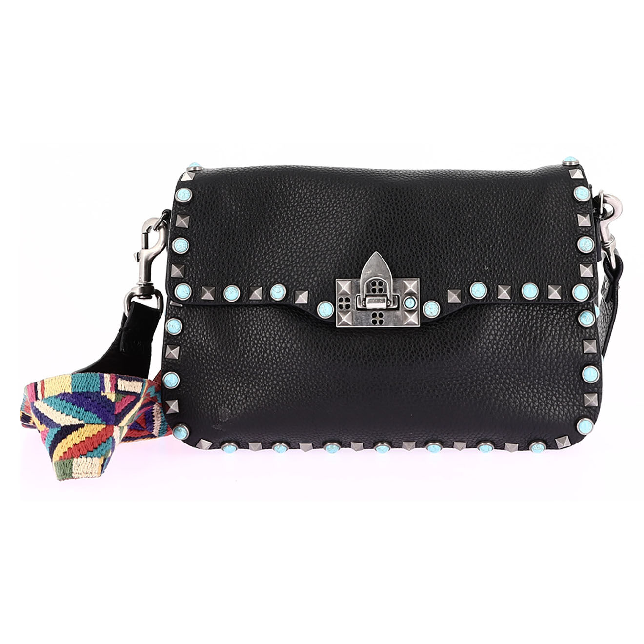 Valentino Sac bandoulière Rockstud en Cuir Clous noir - Très bon état - L.27 cm