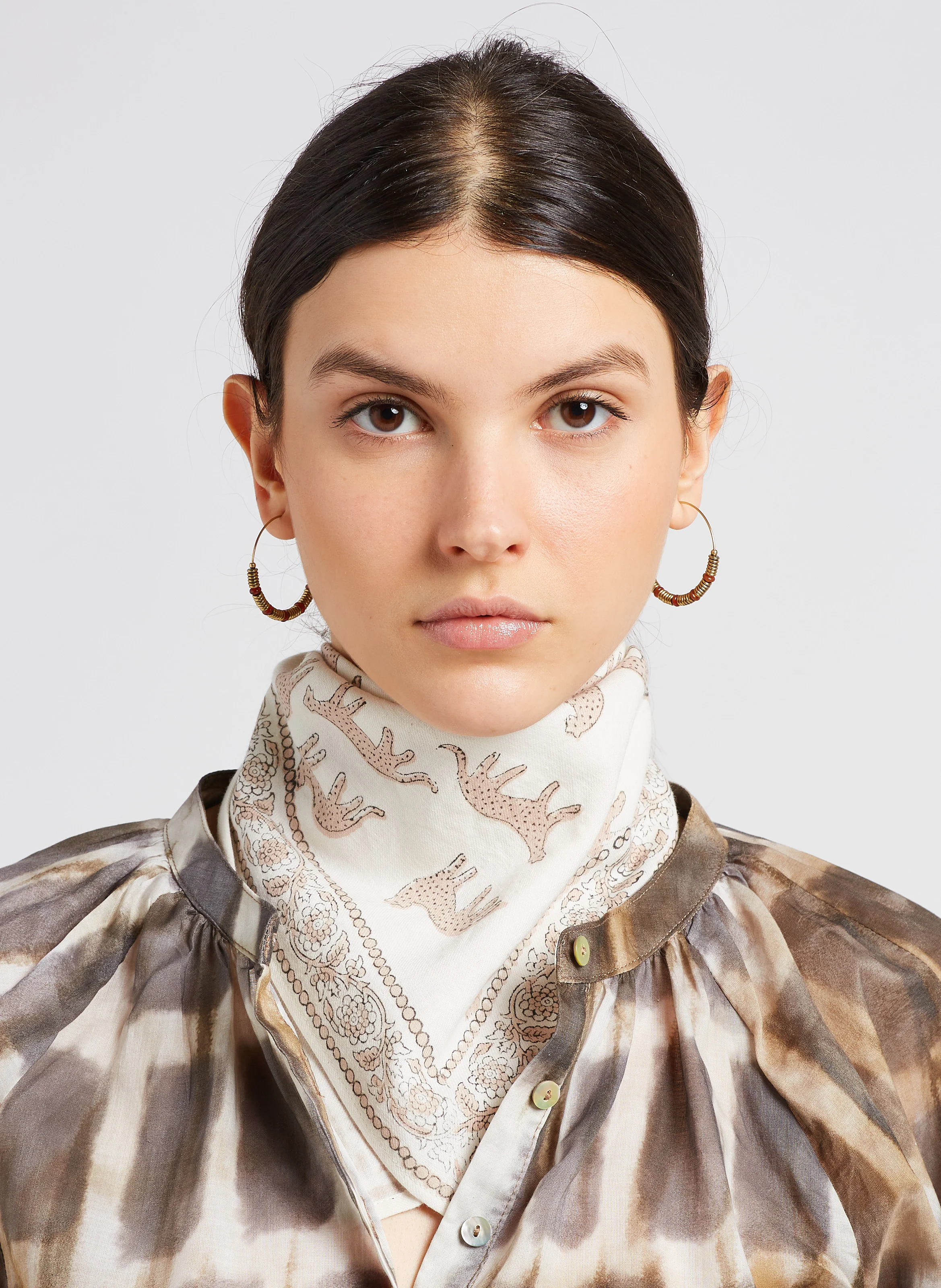 MANIKA - Foulard à imprimé en coton | Blanc