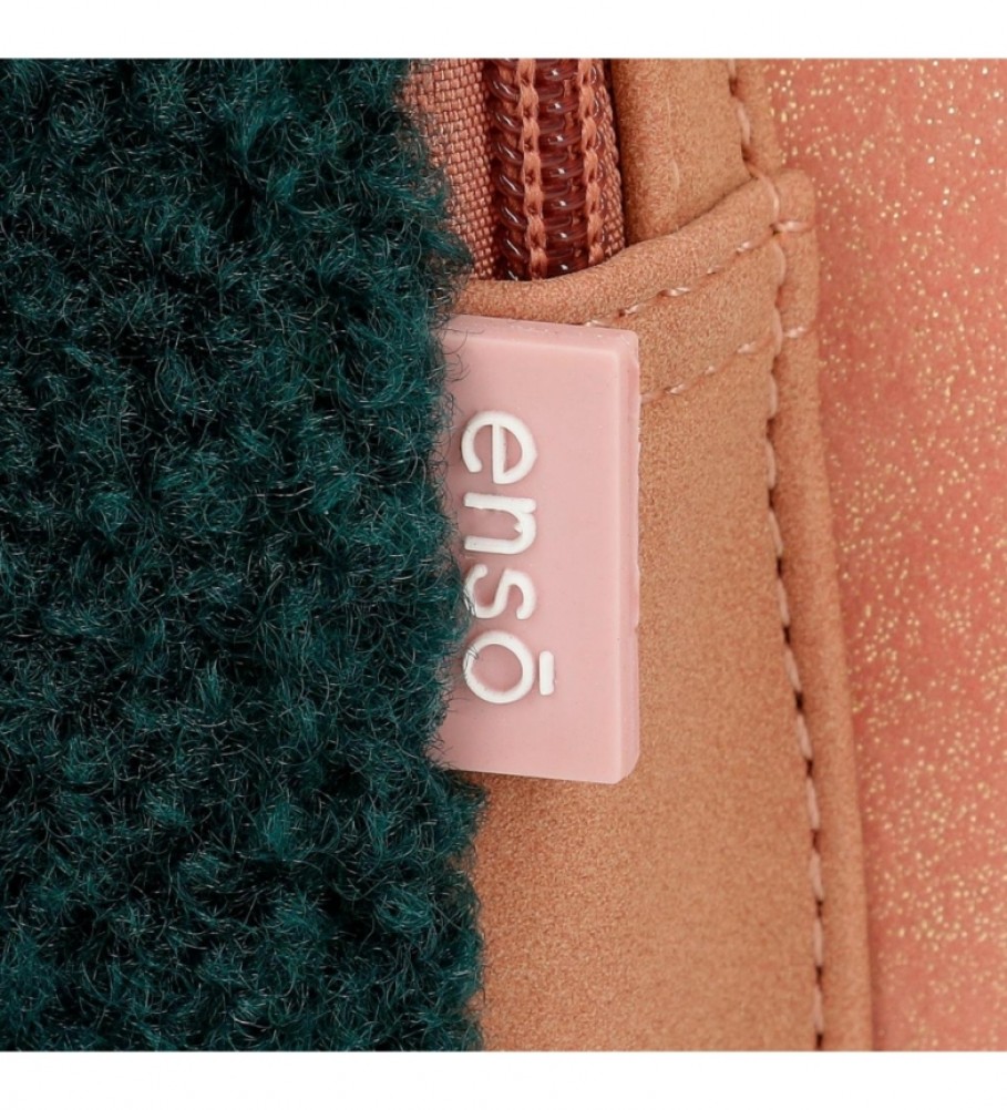 Estojo para lápis Enso Shine Star, rosa e verde - 22x12x3cm -