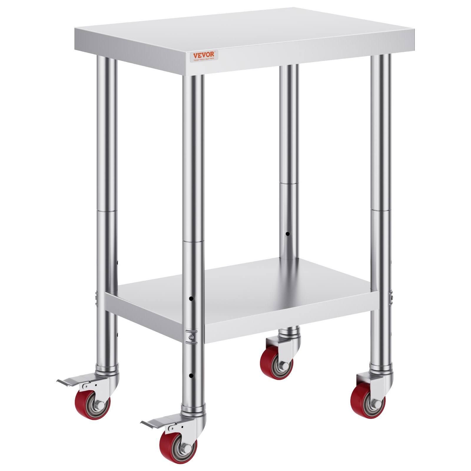 VEVOR Arbeitstisch 61 x 46 x 86 cm Edelstahl 100 kg Belastbarkeit 4 ve