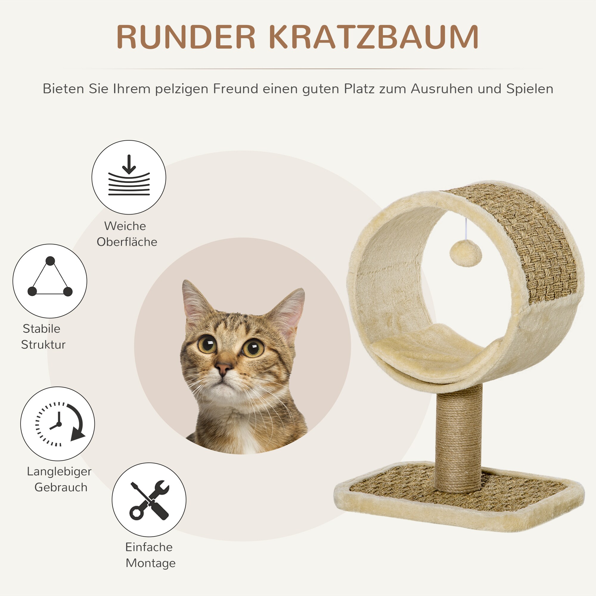 PawHut Kratzbaum mit Mausspielzeug bunt 40L x 30B x 56H cm