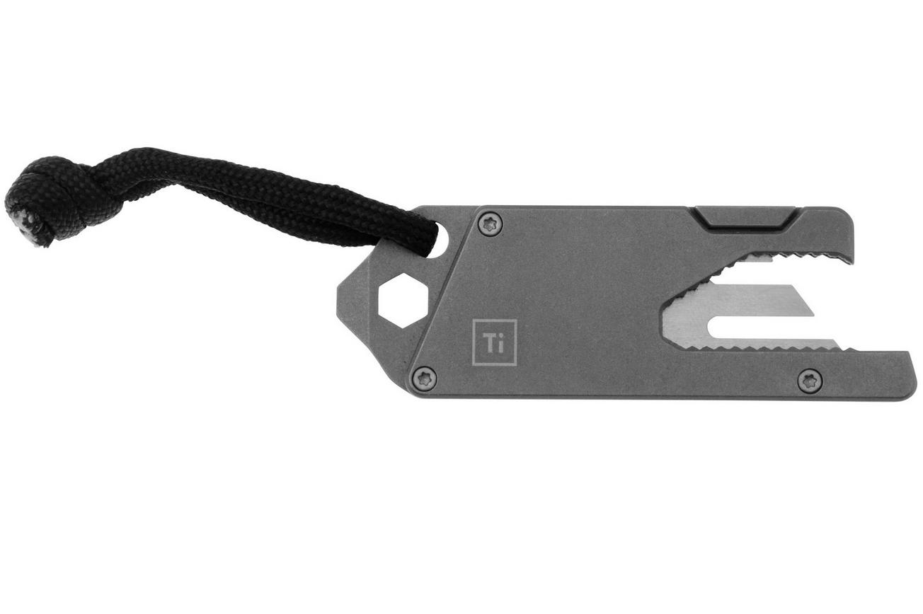 Big Idea Design TPT Titanium Pocket Tool Deluxe TI-PT Stonewashed Titanium, utility mes met lederen schede