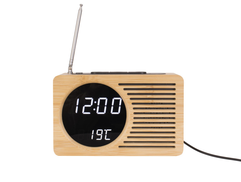 Alarm Clock Retro Radio Bamboo