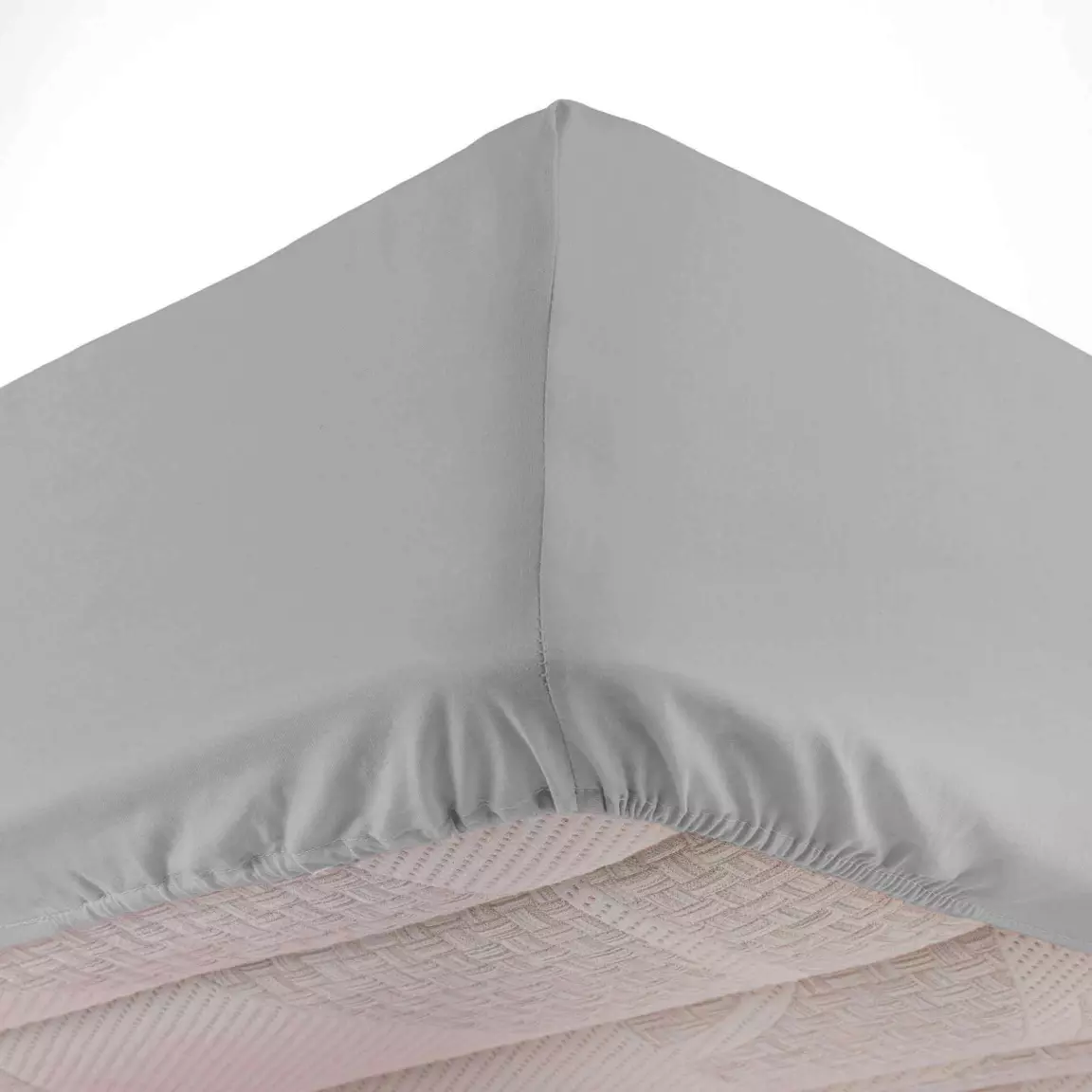 Drap housse coton lavé (140 x 190 cm) Linette Gris