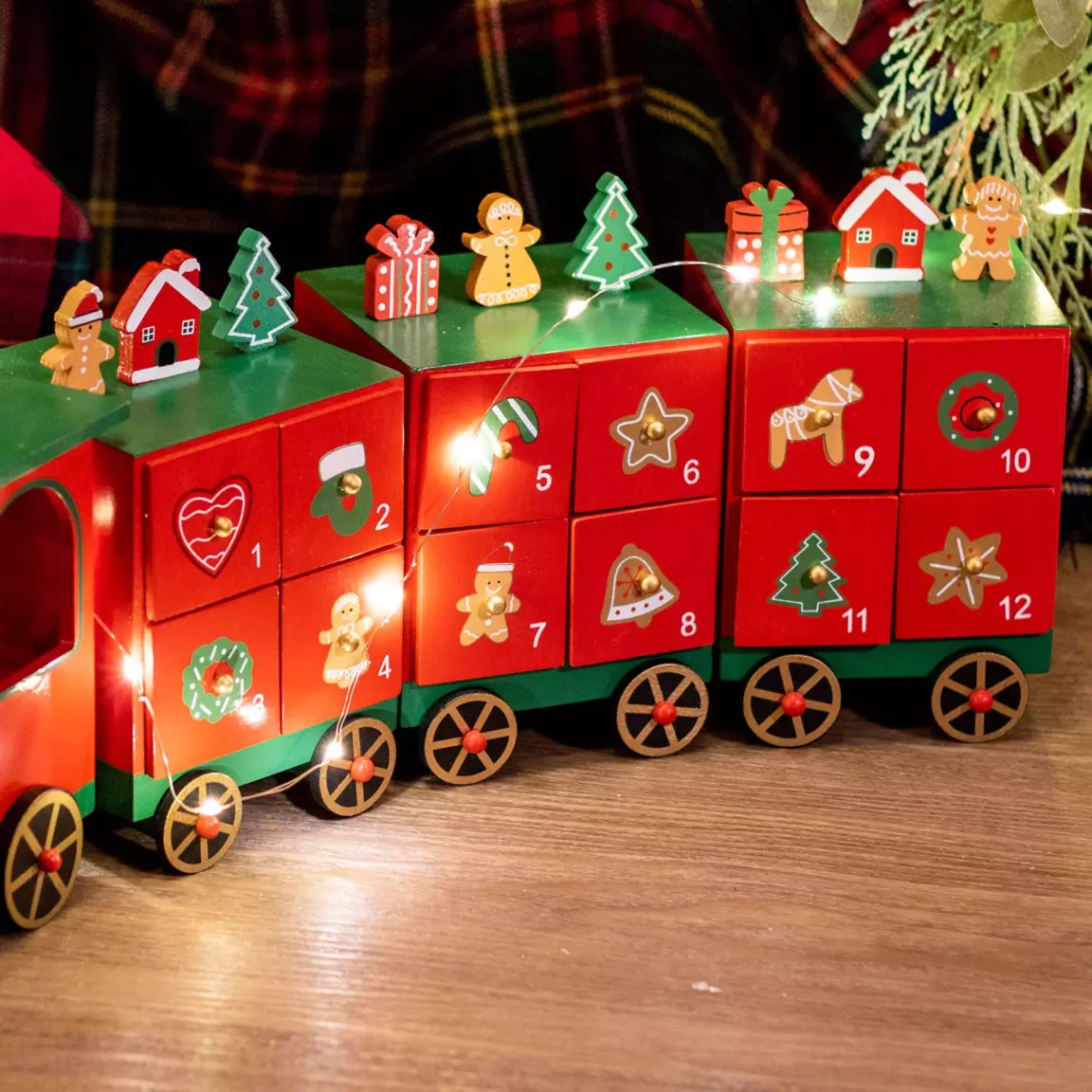 Calendrier de l'Avent à remplir Petit train Rouge et vert