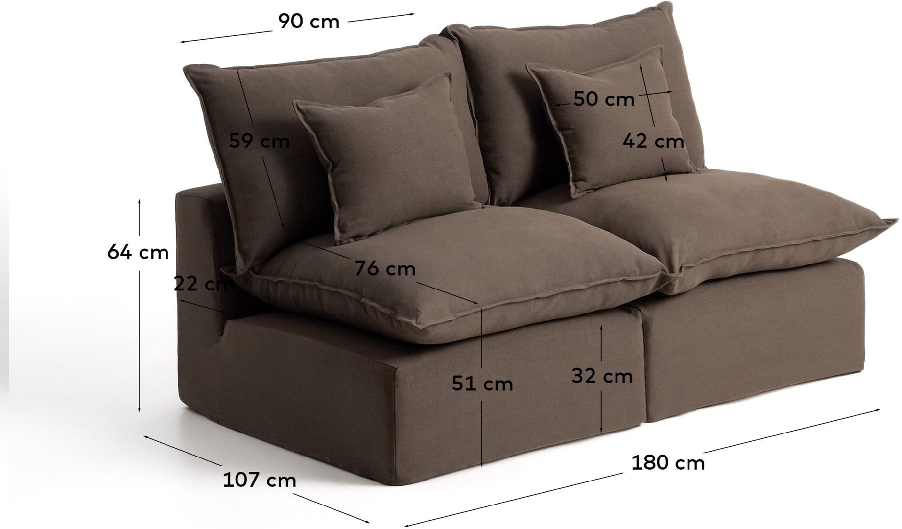 Kave Home Anarela Taupe 2-Zitsbank