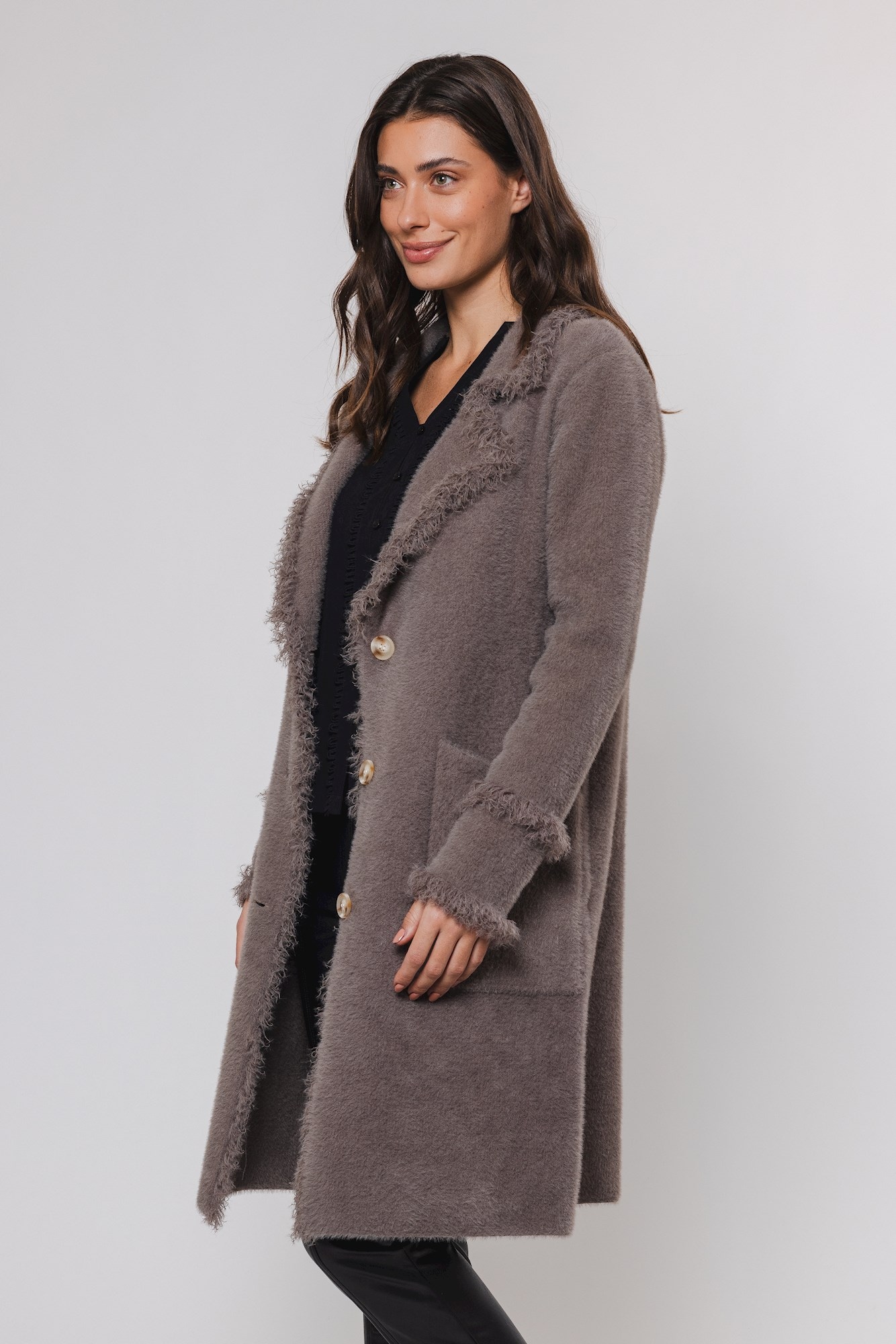 Rino & Pelle Longstrickjacke »CATENA« mit Fransendetails und Knöpfen