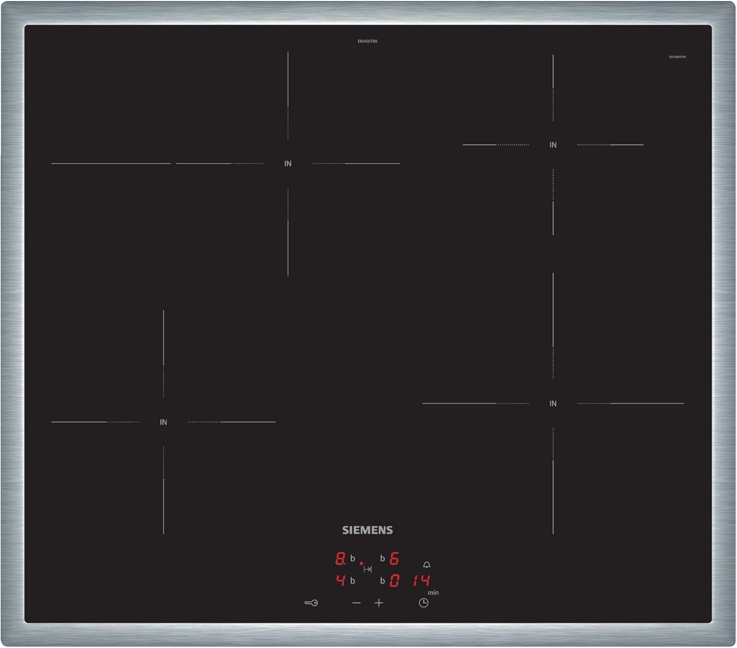 Siemens EI645CFB6E iQ300, Induktionskochfeld, 60 cm, herdgesteuert, powerBoost, powerInduktion - schneller, sauberer und sicherer kochen, Timerfunktion, Schwarz, mit Rahmen aufliegend