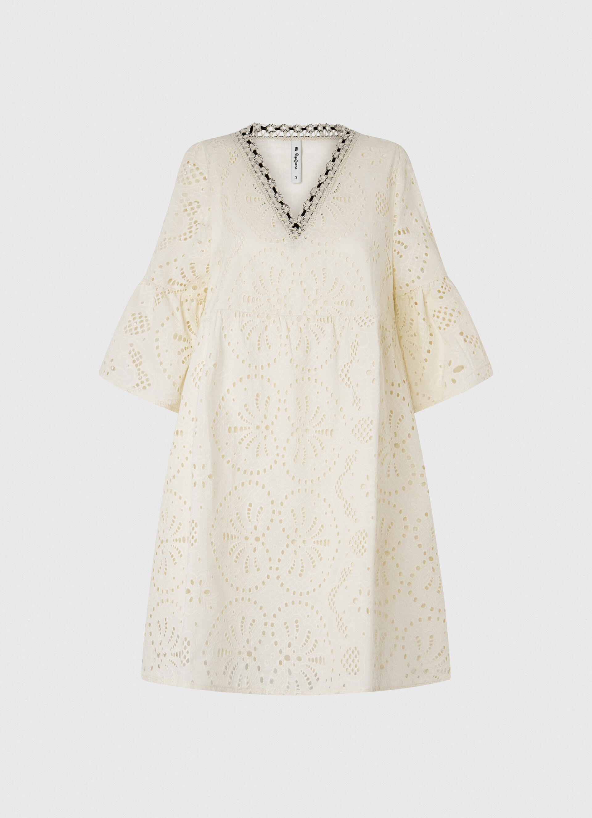 Vestido Padma com detalhes vazados - branco manteiga