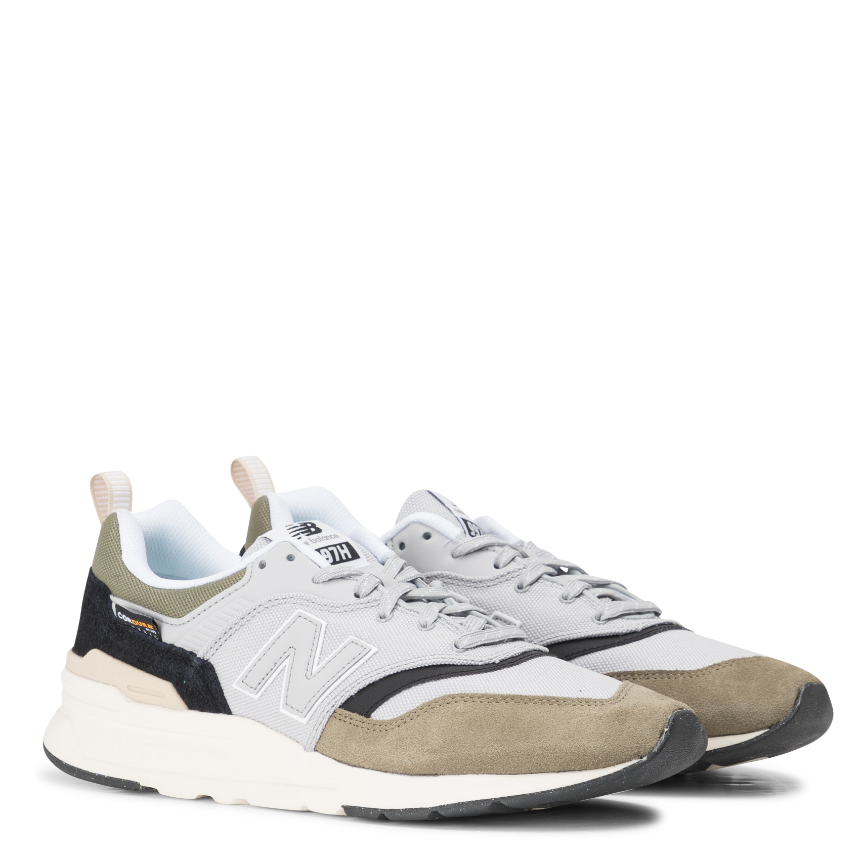 997 - Baskets basses bi-matière à lacets| Blanc