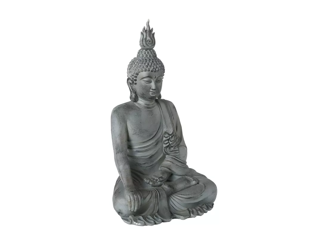 Statue Déco Bouddha Assis 106cm Gris