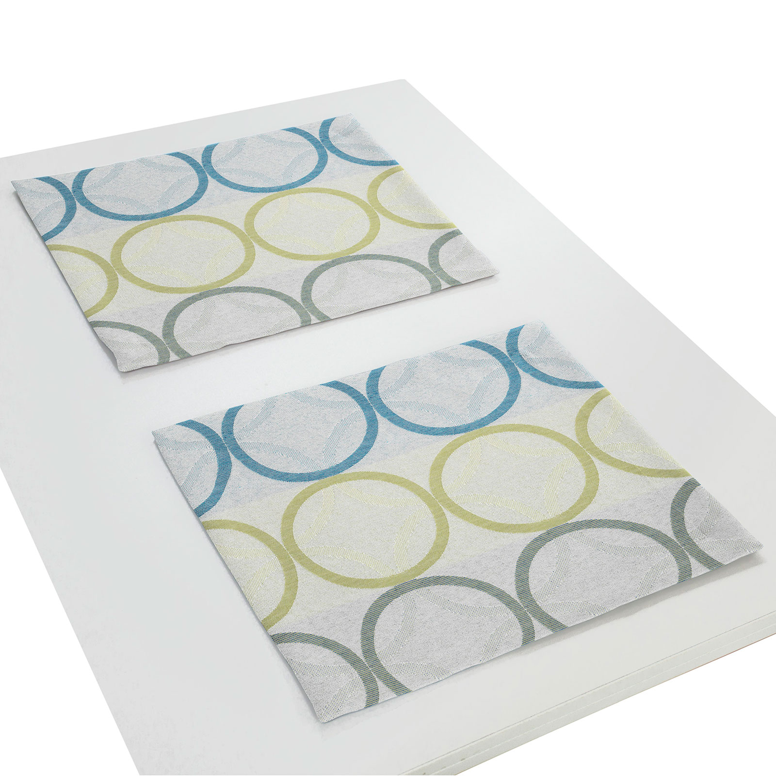 2er Tischset mit Kuvertsaum ZIRBELLO - blau-grün - 40x35 cm