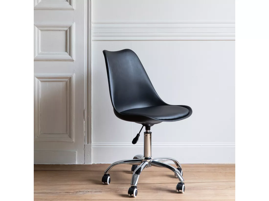 Chaise de bureau réglable en hauteur noire ANNE - HAPPY GARDEN