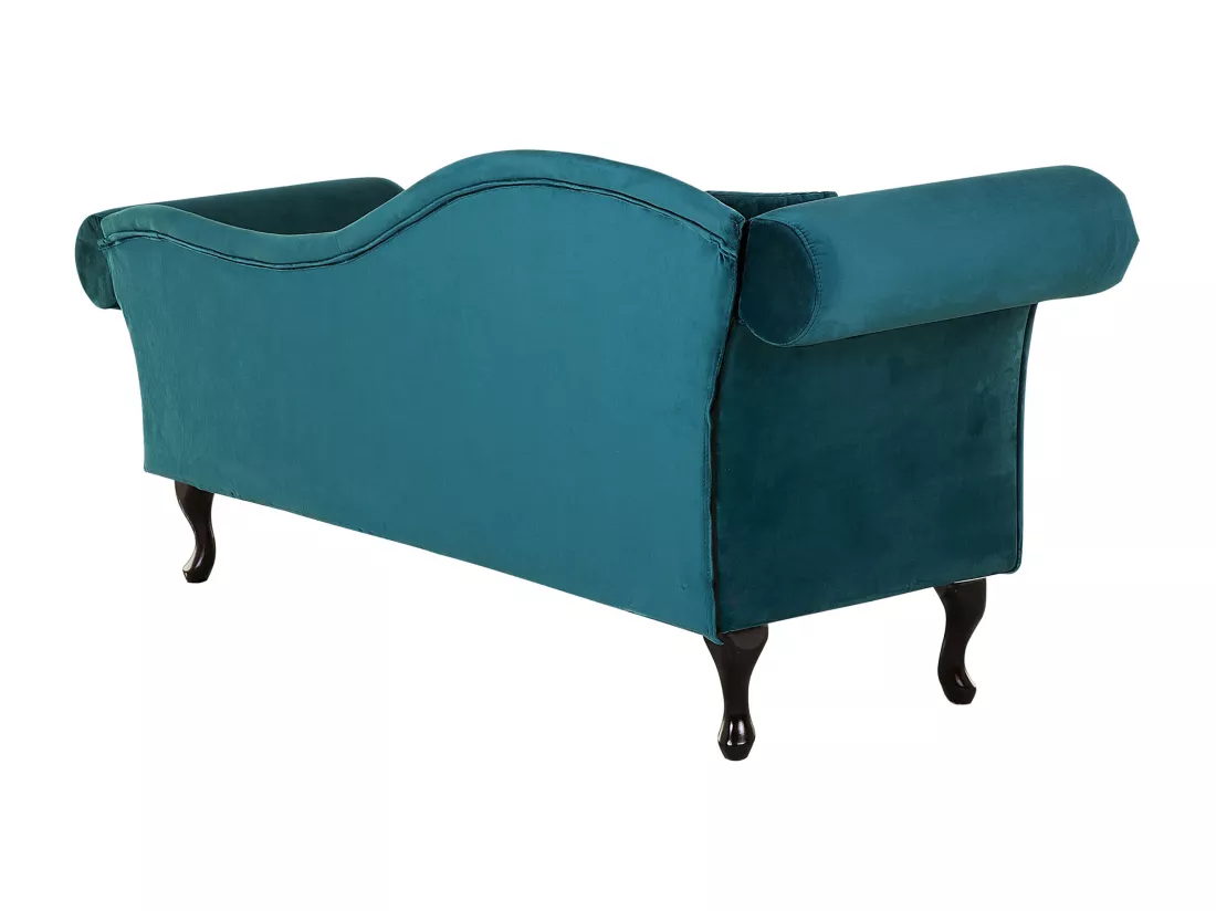 Chaise longue en velours bleu paon côté droite LATTES
