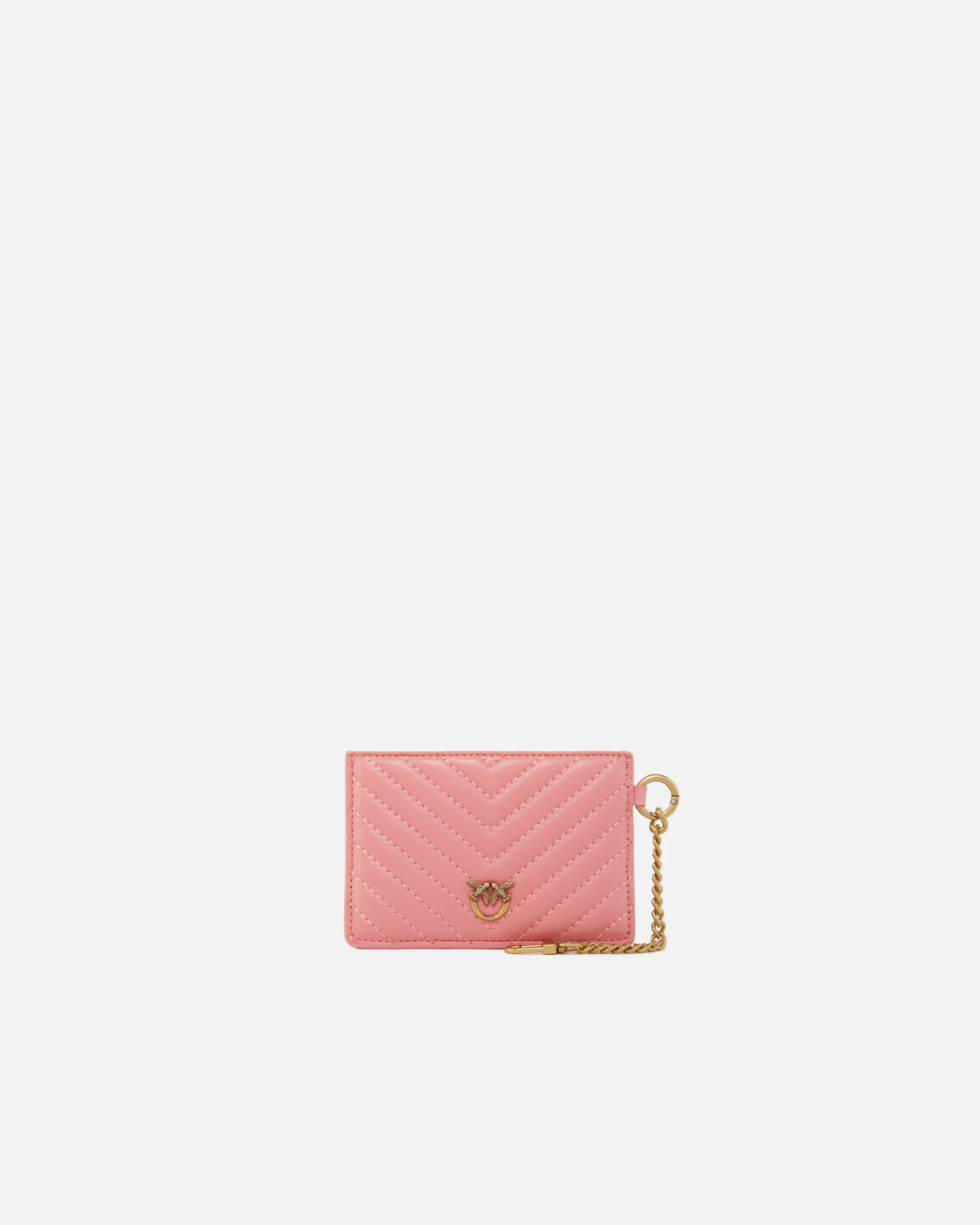 Porte-cartes matelassé à chaînette | Rose