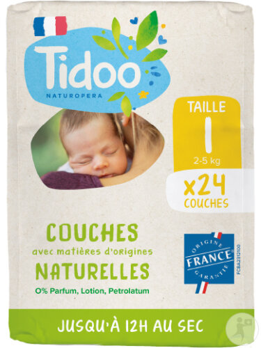 Tidoo Couche Écolabellisée Taille 1 2-5kg 26 Pièces