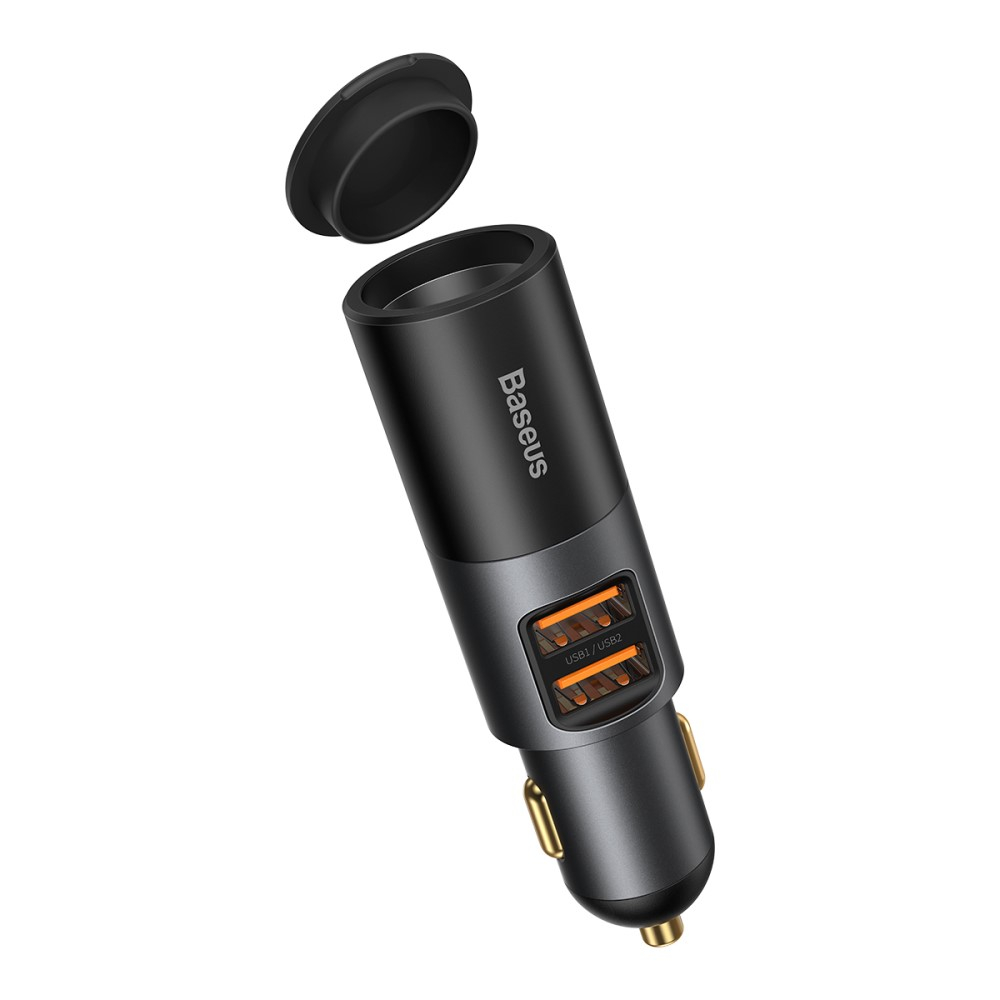 (120W) Dual USB A Auto KFZ Ladegerät mit Zigarettenanzünder PD / QC 4.0 - Schwarz