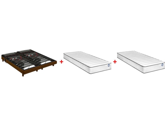 BULTEX - Sommier Electrique 2 x 80 x 200 Pop Art Sigma 2x80 cerisier + Inovo926 Ferme