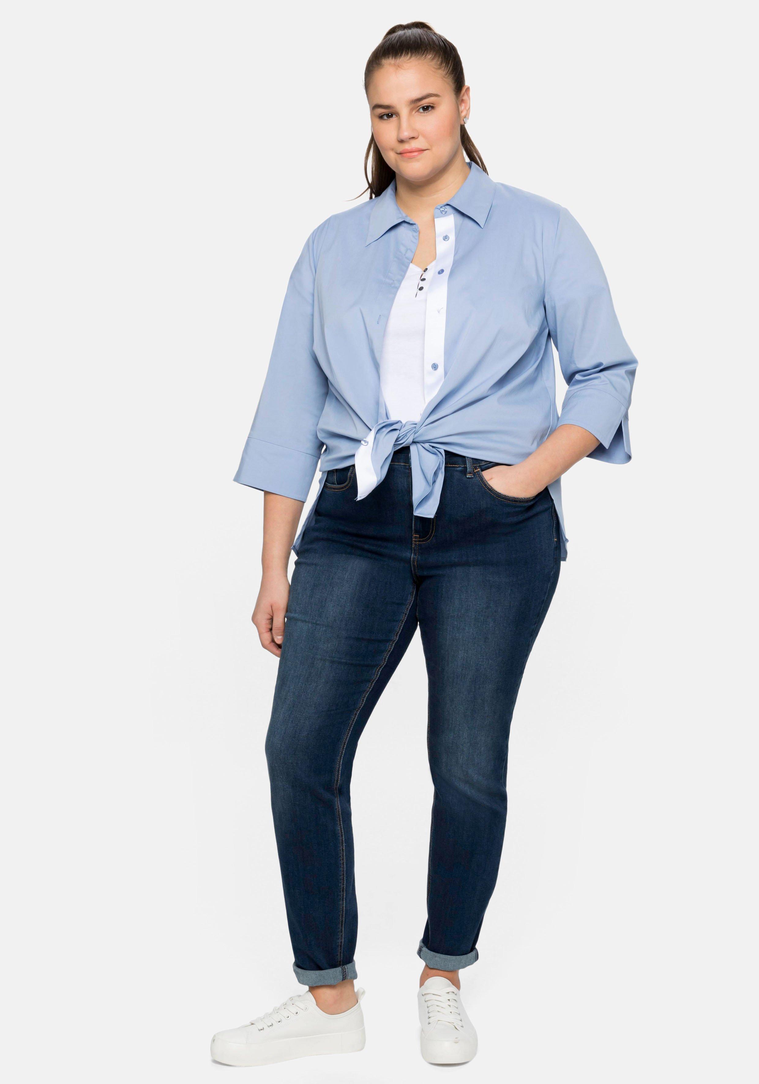 Longbluse mit Hemdkragen und 3/4-Arm