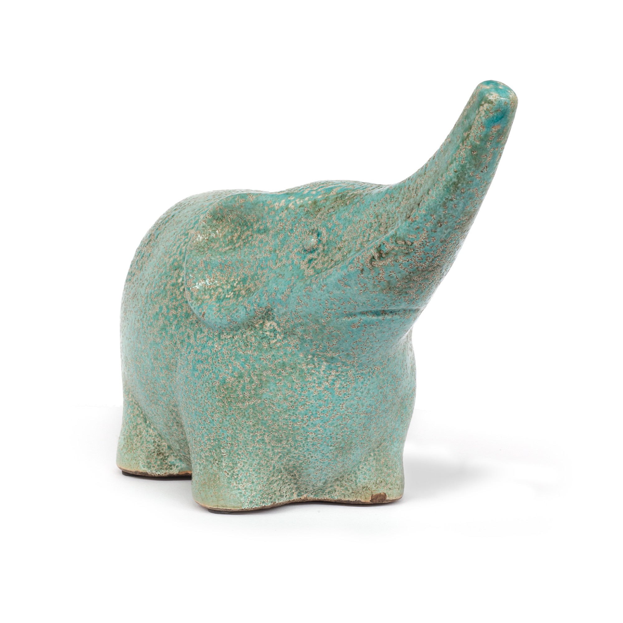 Keramikelefant, blau, T 26 cm, B 11,5 cm, H 17,5 cm von fischer's lagerhaus