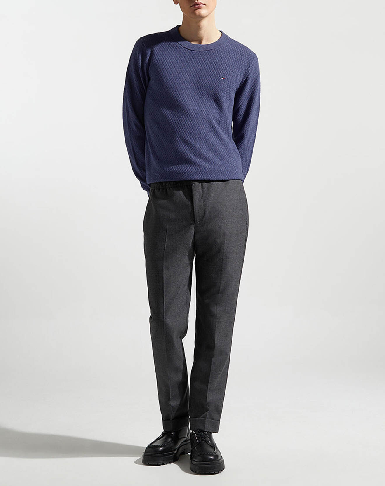 Tommy Hilfiger Pull Cross Structure bleu vintage