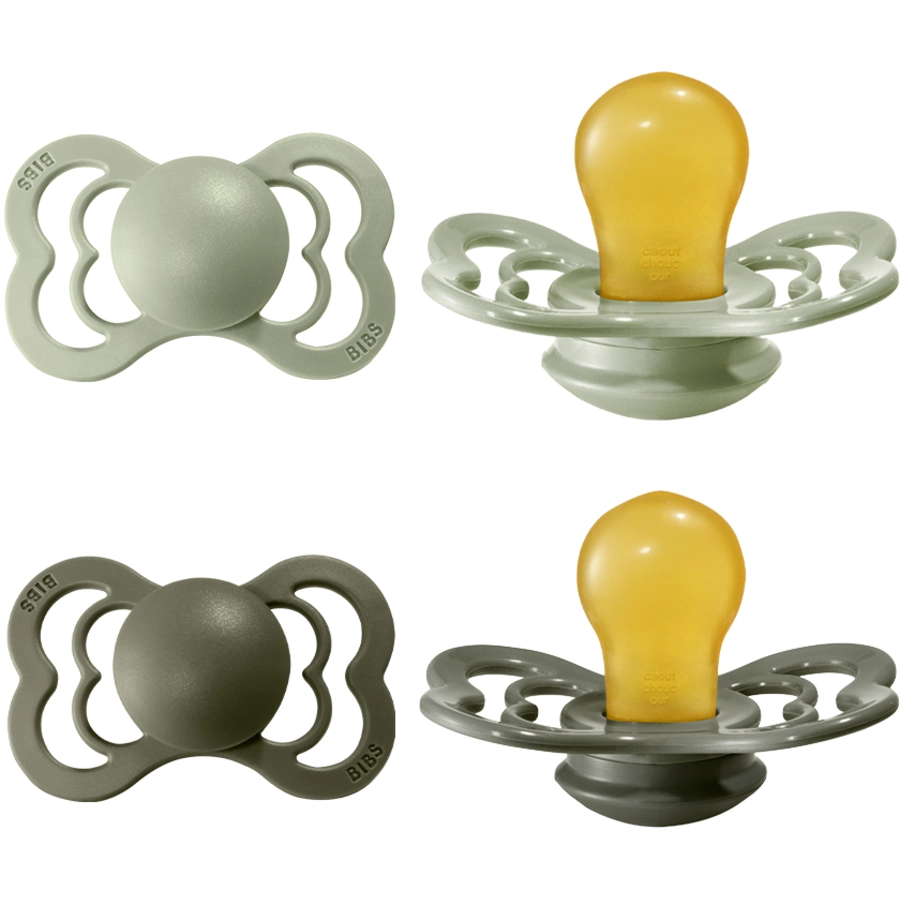 BIBS® Schnuller Supreme Sage  Hunter Green Latex 0-6 Monate, 4 Stk.