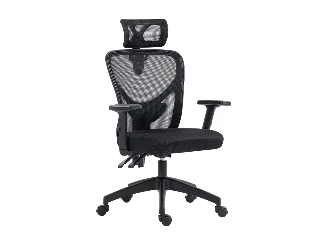 Fauteuil de bureau manager grand confort réglable dossier ergonomique inclinable pivotant tissu maille noir