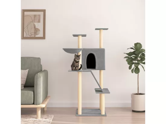 Arbre à chat avec griffoirs en sisal gris clair 143 cm