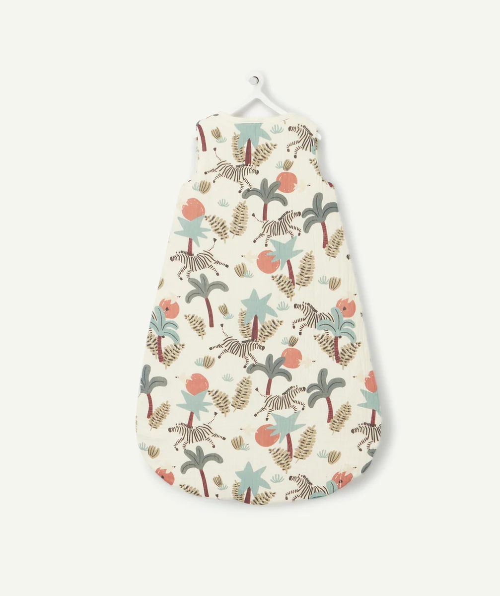 GIGOTEUSE BÉBÉ ÉCRU EN COTON ET REMBOURRAGE RECYCLÉ THÈME JUNGLE